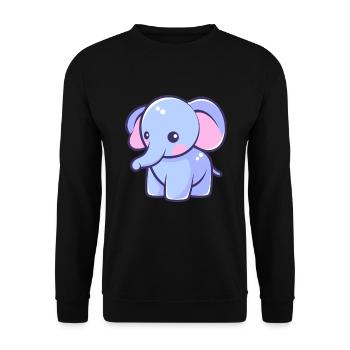 elefant niedlich glücklich kawaii cartoon clipart tier - Unisex Pullover - Schwarz - Vorne - Alina (178cm) & Michal (187cm)