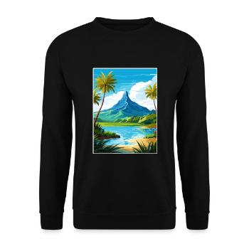 Bora Französisch-Polynesien Vintage Reiseposter - Unisex Pullover - Schwarz - Vorne - Alina (178cm) & Michal (187cm)