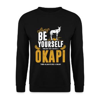 Rätselhaftes Okapi Kongobecken - Unisex Pullover - Schwarz - Vorne - Alina (178cm) & Michal (187cm)