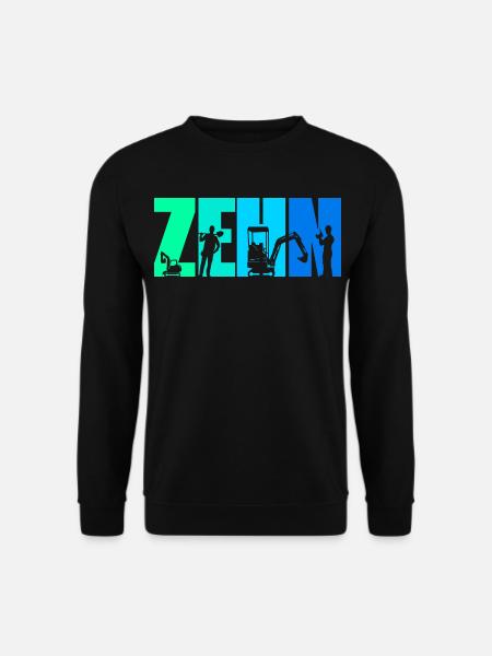 10. Geburtstag Junge 10 Jahre alt Bagger Baustelle - Unisex Pullover - Schwarz