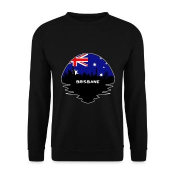 Brisbane Australien Flagge Skyline Silhouette Reisen - Unisex Pullover - Schwarz - Vorne - Alina (178cm) & Michal (187cm)