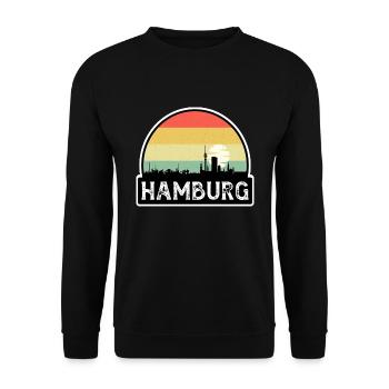 Hamburg Deutschland Flagge Skyline Reisesouvenir - Unisex Pullover - Schwarz - Vorne - Alina (178cm) & Michal (187cm)