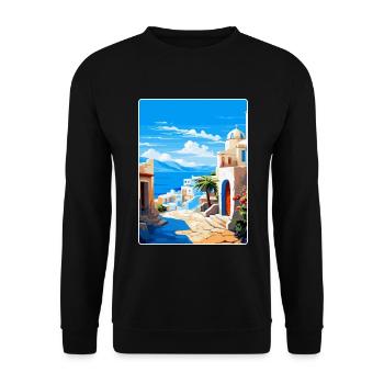 Kos Griechenland Vintage Reise Poster Souvenir Souvenir - Unisex Pullover - Schwarz - Vorne - Alina (178cm) & Michal (187cm)