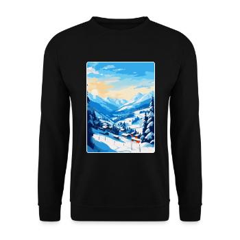 Saalbach Austria Vintage Travel Poster Souvenir - Unisex Sweatshirt - black - Front - Alina (178cm) & Michal (187cm)