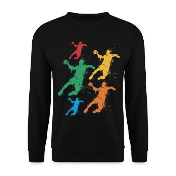 Handballspieler Handballer Jungen Handball Kinder - Unisex Pullover - Schwarz - Vorne - Alina (178cm) & Michal (187cm)