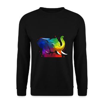 Majestätischer Elefant Wasserloch - Unisex Pullover - Schwarz - Vorne - Alina (178cm) & Michal (187cm)