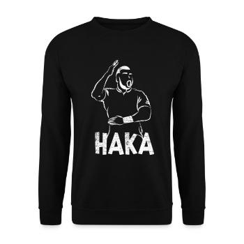 Kraftvoller Haka Maorikriegstanz - Unisex Pullover - Schwarz - Vorne - Alina (178cm) & Michal (187cm)