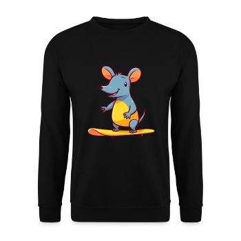 Lustiges Erdferkel Kawaii Cartoon Skateboard spielen - Unisex Pullover - Schwarz - Vorne - Alina (178cm) & Michal (187cm)