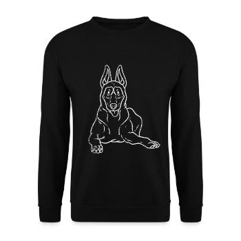 Wachsamer Malinois Gebrauchshund - Unisex Pullover - Schwarz - Vorne - Alina (178cm) & Michal (187cm)