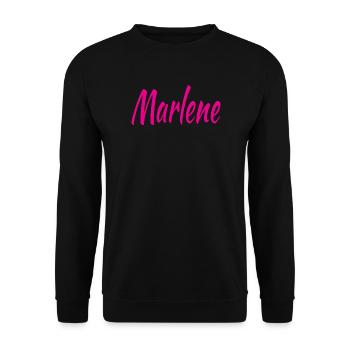 Marlene Pink Script - Unisex Pullover - Schwarz - Vorne - Alina (178cm) & Michal (187cm)