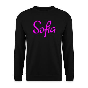 Sofia Neon-Schriftzug - Unisex Pullover - Schwarz - Vorne - Alina (178cm) & Michal (187cm)