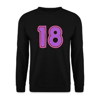 18. 18 YEARS OLD. 18th ANNIVERSARY. BIRTHDAY 18 YEARS. - Unisex Sweatshirt - black - Front - Alina (178cm) & Michal (187cm)