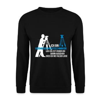 Präziser Vermessungstechniker Feldarbeit - Unisex Pullover - Schwarz - Vorne - Alina (178cm) & Michal (187cm)