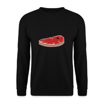 Steak Fleischbrocken Grillfleisch - Unisex Pullover - Schwarz - Vorne - Alina (178cm) & Michal (187cm)
