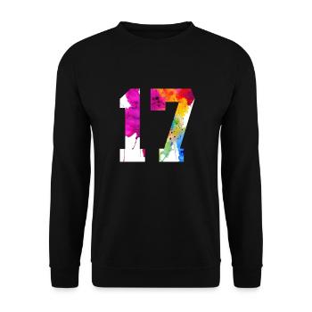 NUMMER 17 JAHRE ALT 17. GEBURTSTAG - Unisex Pullover - Schwarz - Vorne - Alina (178cm) & Michal (187cm)