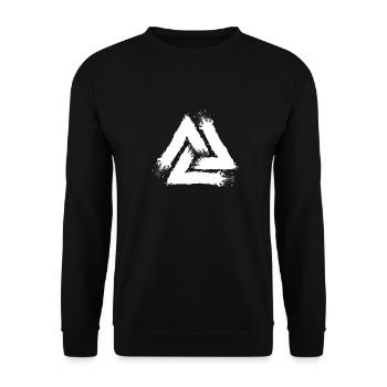 Valknut Symbol Weiß Bürste Neu - Unisex Pullover - Schwarz - Vorne - Alina (178cm) & Michal (187cm)