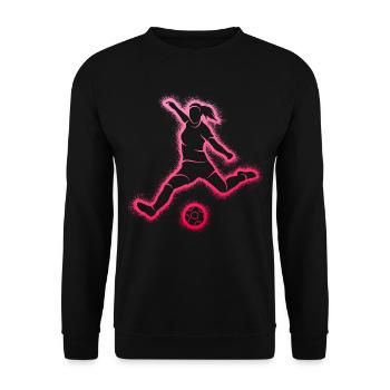 Fußball Fußballerin Fußballspielerin Mädchen - Unisex Pullover - Schwarz - Vorne - Alina (178cm) & Michal (187cm)
