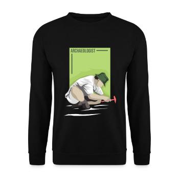 Akribischer Archäologe Fundstück - Unisex Pullover - Schwarz - Vorne - Alina (178cm) & Michal (187cm)