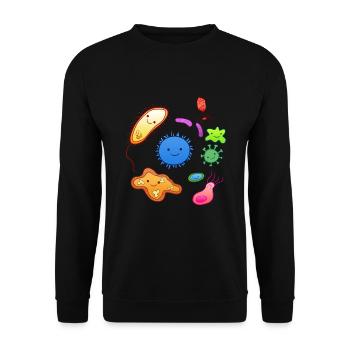 Bakterien Viren Mikrobiom Zellen Biologie - Unisex Pullover - Schwarz - Vorne - Alina (178cm) & Michal (187cm)