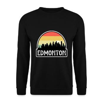 Edmonton Kanada Flagge Skyline Reisesouvenir - Unisex Pullover - Schwarz - Vorne - Alina (178cm) & Michal (187cm)
