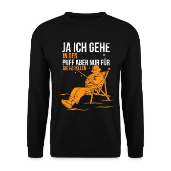 Angeln Lustiger Angler Spruch Forellen Fischen - Unisex Pullover - Schwarz - Vorne - Alina (178cm) & Michal (187cm)