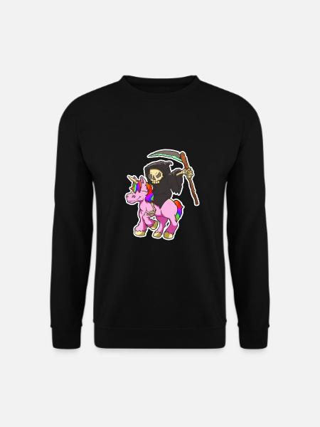 Einhorn und Sensenmann Geschenk - Unisex Pullover - Schwarz