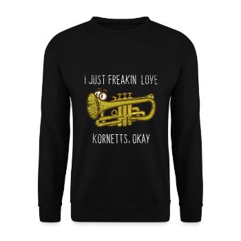 Funkelnder Kornett Blasorchester - Unisex Pullover - Schwarz - Vorne - Alina (178cm) & Michal (187cm)