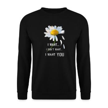 Ich will ich will nicht ich will dich - Unisex Pullover - Schwarz - Vorne - Alina (178cm) & Michal (187cm)