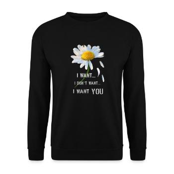 Ich will ich will nicht ich will dich - Unisex Pullover - Schwarz - Vorne - Alina (178cm) & Michal (187cm)