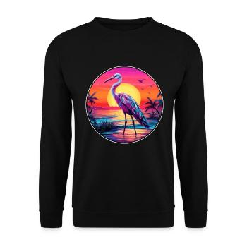 Ibis Buntes Aquarell Cartoon Kawaii Tier - Unisex Pullover - Schwarz - Vorne - Alina (178cm) & Michal (187cm)