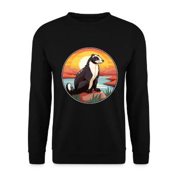 Stinktier buntes Aquarell Cartoon Kawaii Tier - Unisex Pullover - Schwarz - Vorne - Alina (178cm) & Michal (187cm)