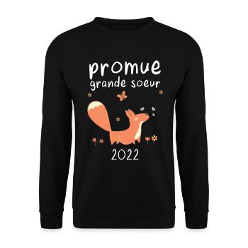 Befördert Zur Großen Schwester 2022 Fuchs - Unisex Pullover - Schwarz - Vorne - Alina (178cm) & Michal (187cm)