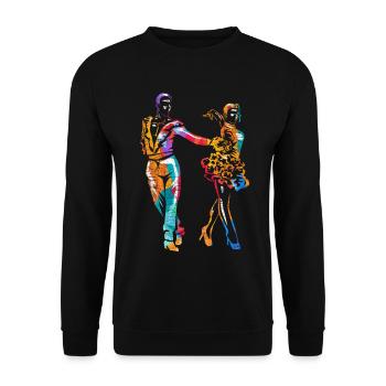 Leidenschaftlicher Cha Cha Tanzschritt - Unisex Pullover - Schwarz - Vorne - Alina (178cm) & Michal (187cm)