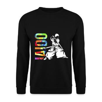 Disziplinierter Iaido Schwertkampf - Unisex Pullover - Schwarz - Vorne - Alina (178cm) & Michal (187cm)