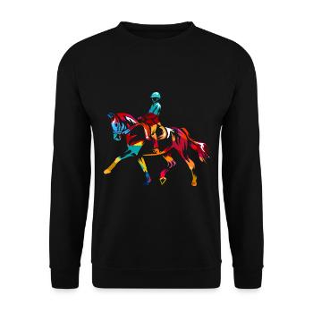 Filigrane Dressurarbeit Reitkunst - Unisex Pullover - Schwarz - Vorne - Alina (178cm) & Michal (187cm)