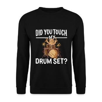 Schlagzeug Katze Spruch - Unisex Pullover - Schwarz - Vorne - Alina (178cm) & Michal (187cm)