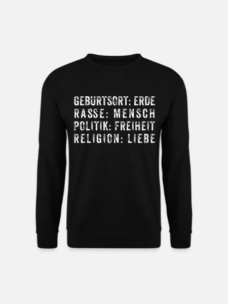 Erde als Geburtsort – Freiheit & Liebe - Unisex Pullover - Schwarz