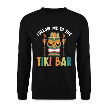 Folge mir in die Tiki-Bar Luau-Party Tiki-Bar - Unisex Pullover - Schwarz - Vorne - Alina (178cm) & Michal (187cm)