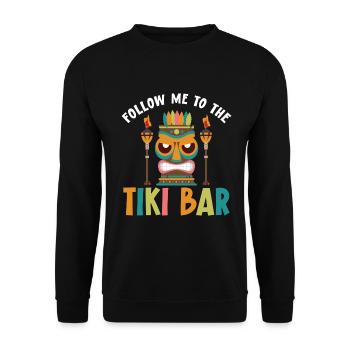 Folge mir in die Tiki-Bar Luau-Party Tiki-Bar - Unisex Pullover - Schwarz - Vorne - Alina (178cm) & Michal (187cm)