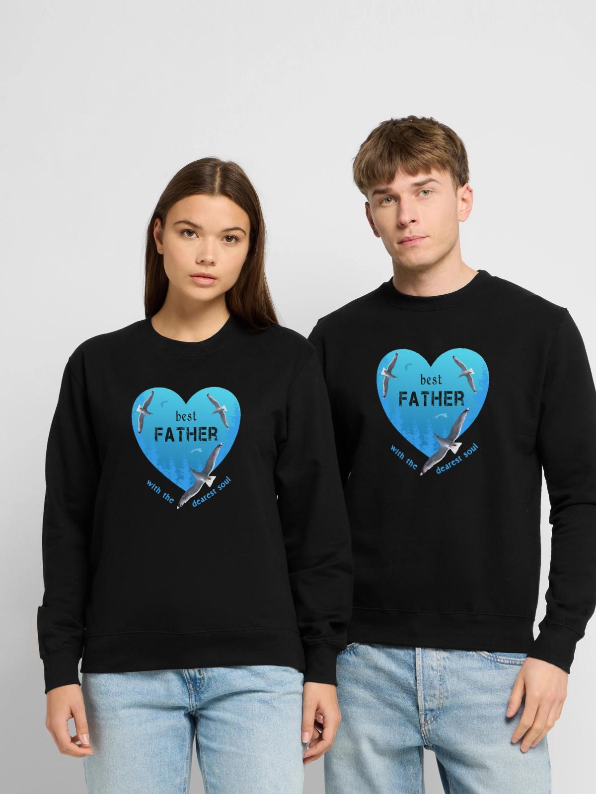 best father - Unisex Pullover - Schwarz - Vorne - Alina (178cm) & Michal (187cm)