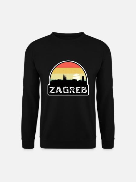 Zagreb, Kroatien, Flagge, Skyline, Reisesouvenir - Unisex Pullover - Schwarz