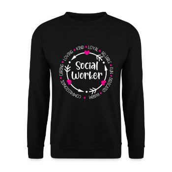 Sozialarbeiter Job Beruf Soziale Wohlfahrt - Unisex Pullover - Schwarz - Vorne - Alina (178cm) & Michal (187cm)