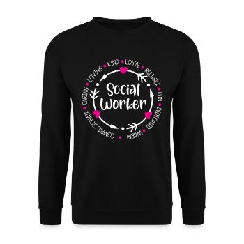 Sozialarbeiter Job Beruf Soziale Wohlfahrt - Unisex Pullover - Schwarz - Vorne - Alina (178cm) & Michal (187cm)
