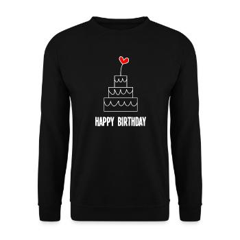 ALLES GUTE ZUM GEBURTSTAG. ALLES GUTE ZUM GEBURTSTAG. JAHRESTAG - Unisex Pullover - Schwarz - Vorne - Alina (178cm) & Michal (187cm)