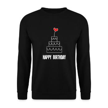 ALLES GUTE ZUM GEBURTSTAG. ALLES GUTE ZUM GEBURTSTAG. JAHRESTAG - Unisex Pullover - Schwarz - Vorne - Alina (178cm) & Michal (187cm)