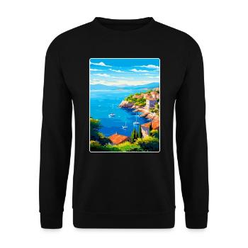 Côte d Azur Frankreich Vintage Reiseplakat Souvenir - Unisex Pullover - Schwarz - Vorne - Alina (178cm) & Michal (187cm)