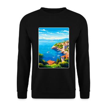 Côte d Azur Frankreich Vintage Reiseplakat Souvenir - Unisex Pullover - Schwarz - Vorne - Alina (178cm) & Michal (187cm)