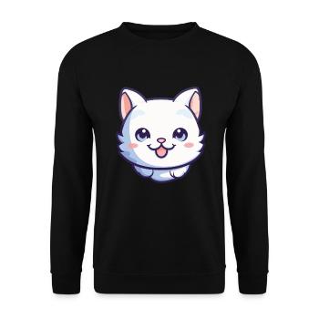 Bambino Katze Cartoon Aquarell Illustration - Unisex Pullover - Schwarz - Vorne - Alina (178cm) & Michal (187cm)