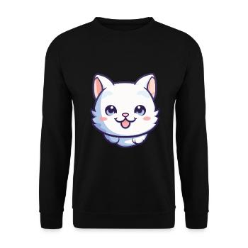 Bambino Katze Cartoon Aquarell Illustration - Unisex Pullover - Schwarz - Vorne - Alina (178cm) & Michal (187cm)