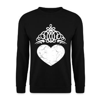 Kronenherz Crackle Stil - Unisex Pullover - Schwarz - Vorne - Alina (178cm) & Michal (187cm)